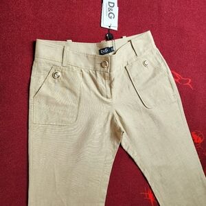 Dolce & Gabbana tan linen pants